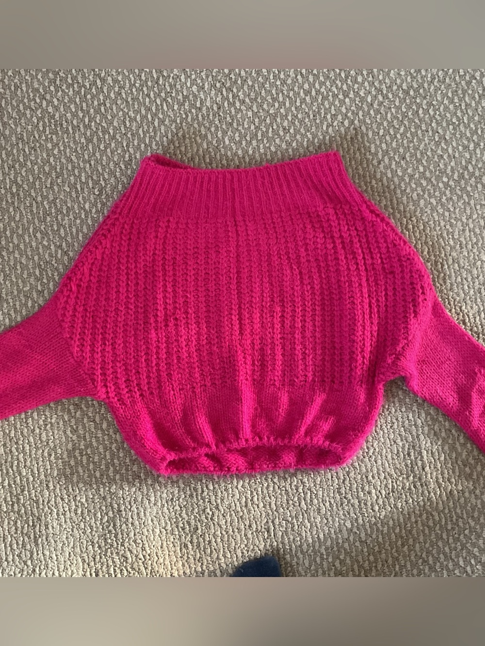 Main Strip Hot Pink Off-the-Shoulder Knit Sweater
